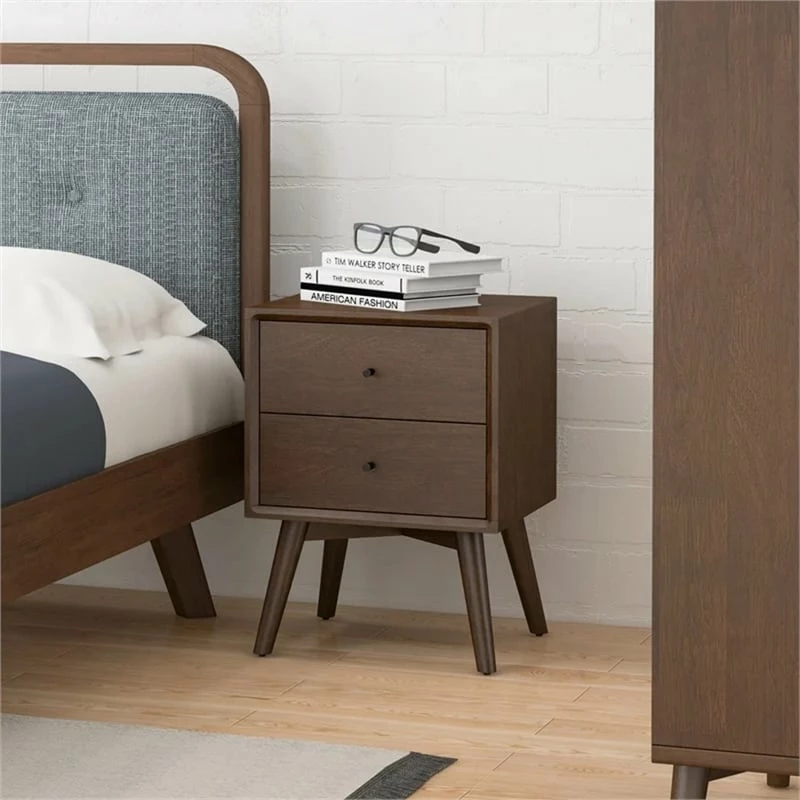 Wholesale โ Pemberly Row Mid-Century Modern Solid Wood 2-Drawer Night Stand In Brown ๐ - Image 2
