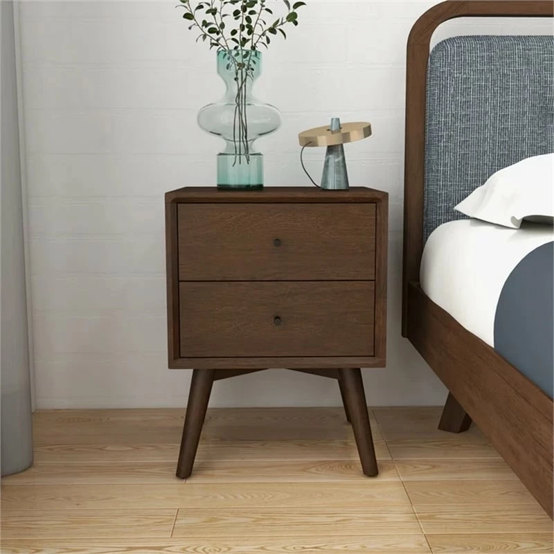 Wholesale โ Pemberly Row Mid-Century Modern Solid Wood 2-Drawer Night Stand In Brown ๐ - Image 4