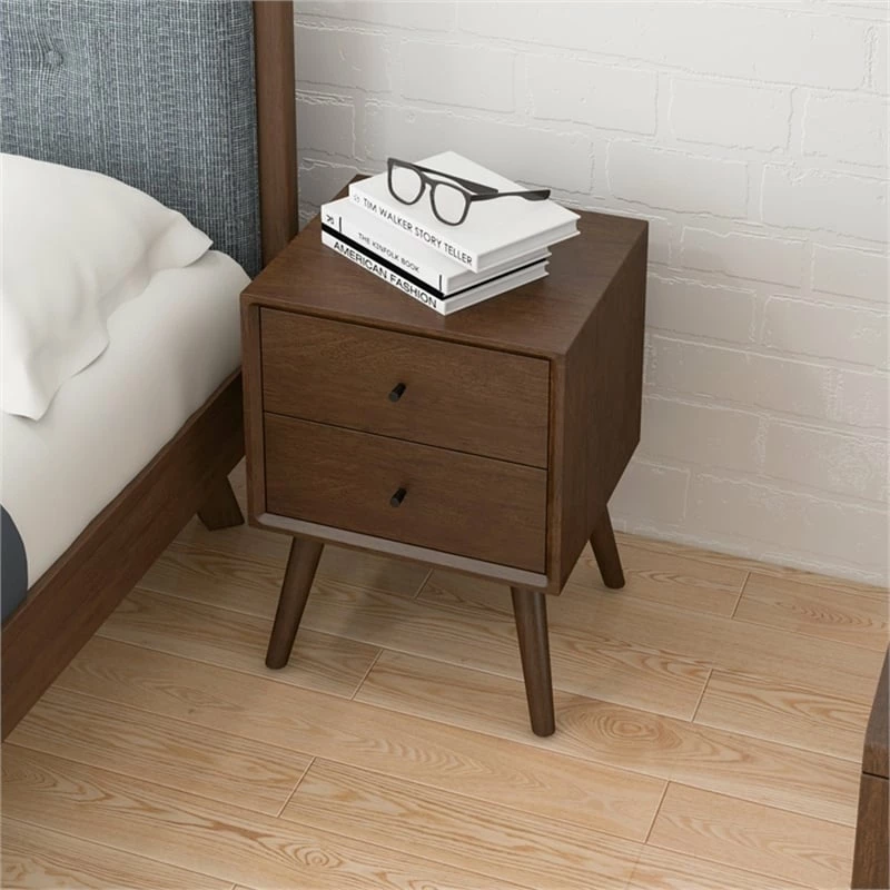 Wholesale โ Pemberly Row Mid-Century Modern Solid Wood 2-Drawer Night Stand In Brown ๐ - Image 5