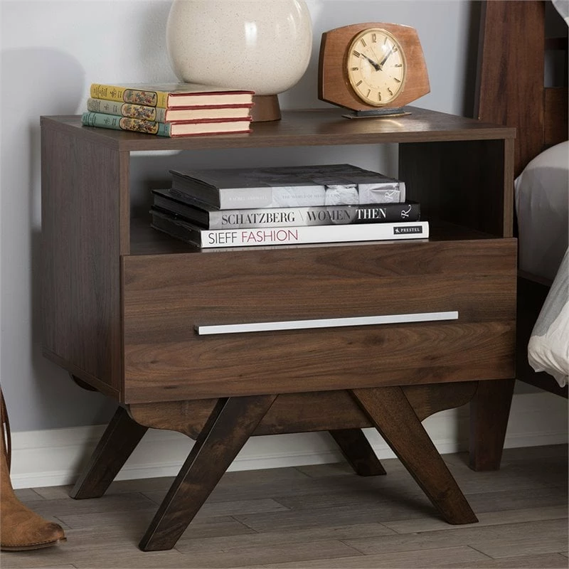 Brand new โญ Maddie Home Sutton Mid Century Modern 1 Drawer Wood Nightstand In Walnut Brown ๐งจ - Image 2