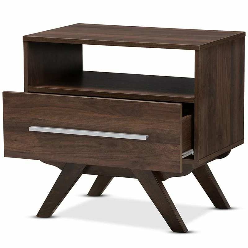 Brand new โญ Maddie Home Sutton Mid Century Modern 1 Drawer Wood Nightstand In Walnut Brown ๐งจ - Image 4