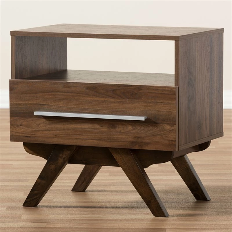 Brand new โญ Maddie Home Sutton Mid Century Modern 1 Drawer Wood Nightstand In Walnut Brown ๐งจ - Image 10