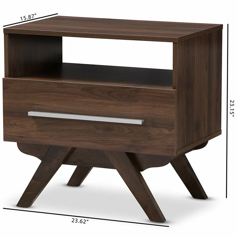 Brand new โญ Maddie Home Sutton Mid Century Modern 1 Drawer Wood Nightstand In Walnut Brown ๐งจ - Image 11