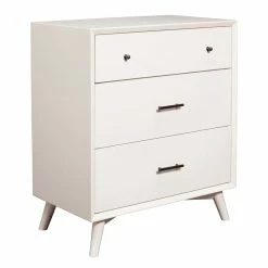 Best deal ❤️ Alpine Furniture Flynn Mid Century Modern Wood 3 Drawer Small Chest In White ✔️