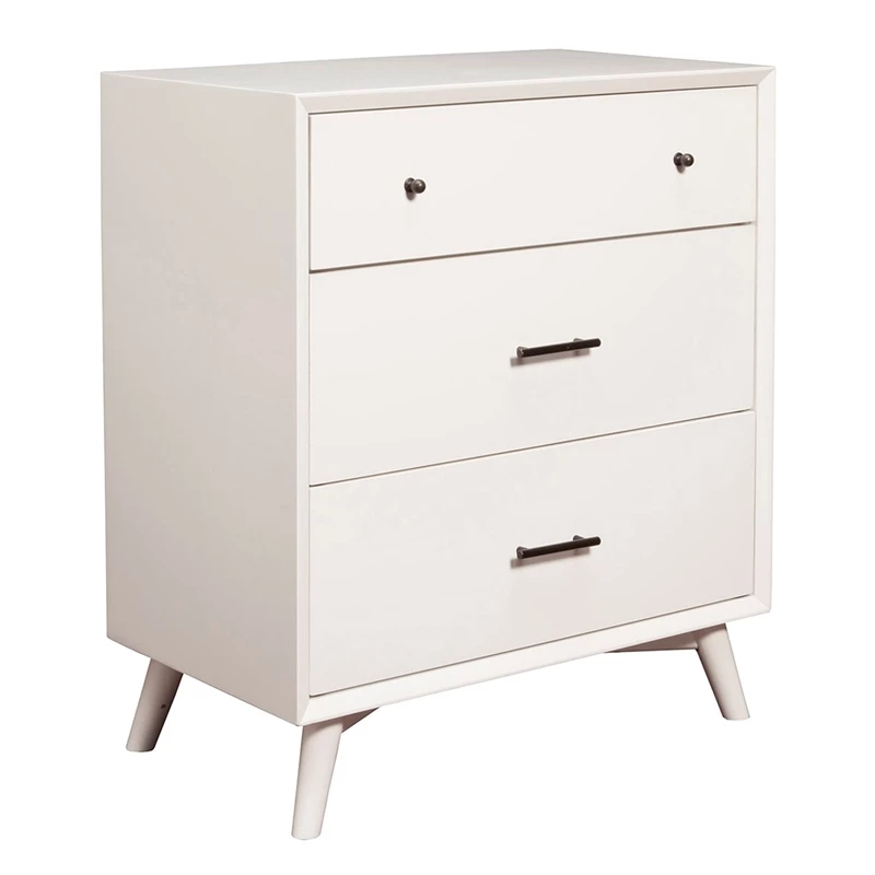 Best deal ❤️ Alpine Furniture Flynn Mid Century Modern Wood 3 Drawer Small Chest In White ✔️