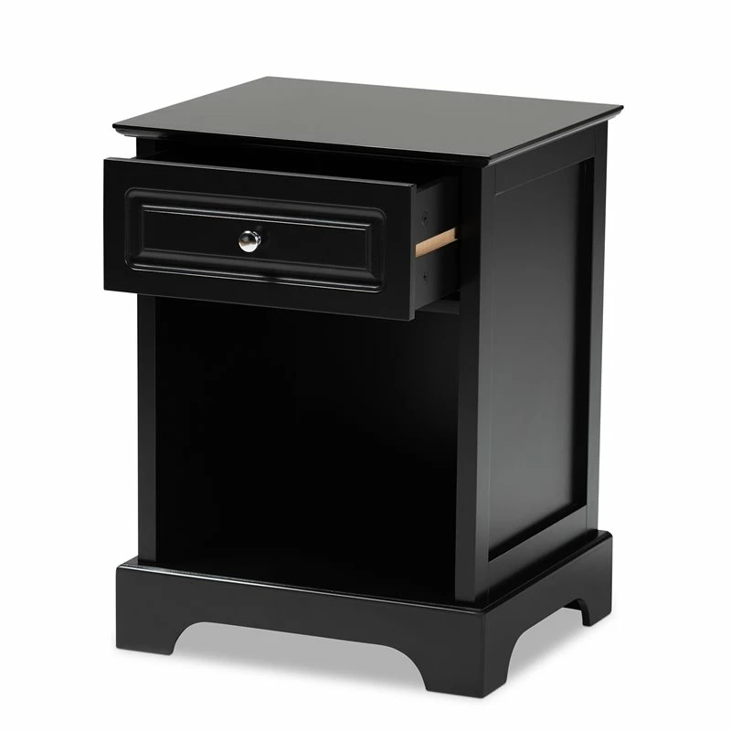 Discount 🛒 Baxton Studio Chase Modern Transitional Black Finished 1-Drawer Wood End Table 🔔 - Image 2