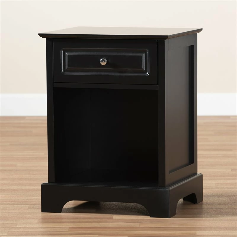 Discount 🛒 Baxton Studio Chase Modern Transitional Black Finished 1-Drawer Wood End Table 🔔 - Image 8