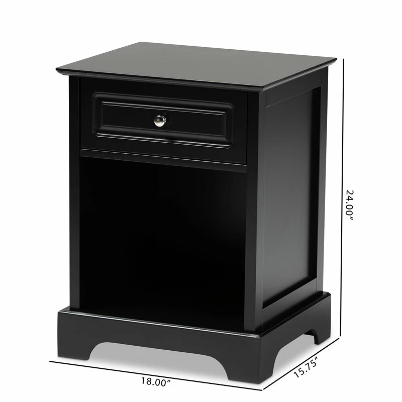 Discount 🛒 Baxton Studio Chase Modern Transitional Black Finished 1-Drawer Wood End Table 🔔 - Image 9