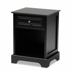 Discount ๐ Baxton Studio Chase Modern Transitional Black Finished 1-Drawer Wood End Table ๐