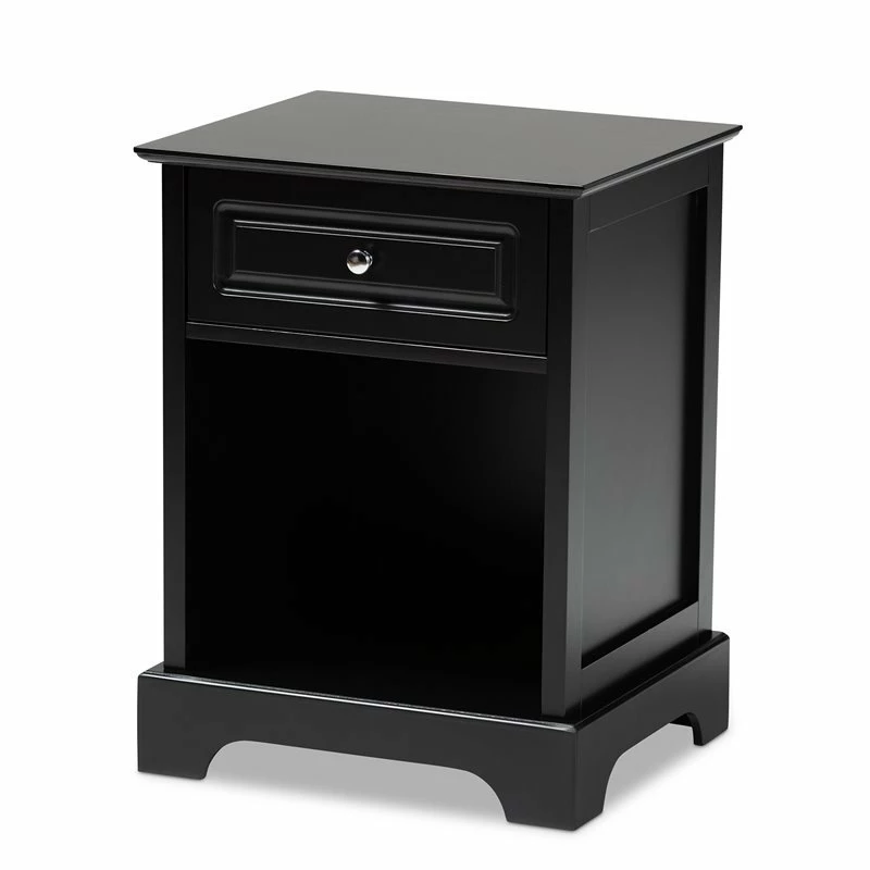 Discount 🛒 Baxton Studio Chase Modern Transitional Black Finished 1-Drawer Wood End Table 🔔