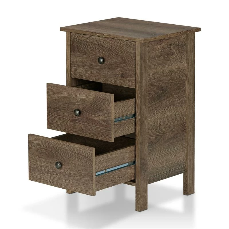 Brand new โค๏ธ Furniture Of America Daena Rustic Wood 3-Drawer Nightstand In Distressed Walnut ๐ - Image 3
