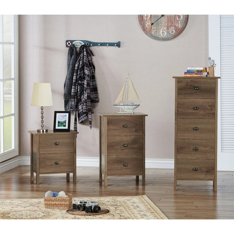 Brand new โค๏ธ Furniture Of America Daena Rustic Wood 3-Drawer Nightstand In Distressed Walnut ๐ - Image 7