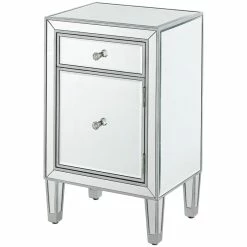 Top 10 🧨 Elegant Decor Reflexion 1 Door Mirrored End Table In Antique Silver ⭐