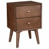 Flash Sale ✔️ Alpine Furniture Flynn Mid Century Wood 2 Drawer Nightstand In Walnut (Brown) 😍