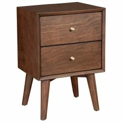 Flash Sale โ๏ธ Alpine Furniture Flynn Mid Century Wood 2 Drawer Nightstand In Walnut (Brown) ๐