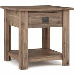 Budget 😍 Simpli Home Monroe 22" Square Rustic Solid Wood End Table In Rustic Aged Brown 💯