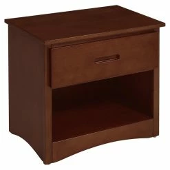 Best Pirce 🎁 Lexicon Rowe 1-Drawer Transitional Wood Nightstand In Dark Cherry 💯