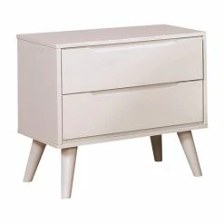 Outlet 👏 Allora Mid-Century Modern Wood 2-Drawer Nightstand In White 🤩
