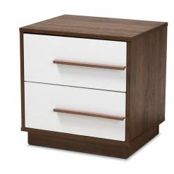 Top 10 🎉 Allora Mid-Century 2-Drawer Wood Nightstand In White And Walnut 💯