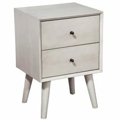 Best Sale 🤩 Allora Mid Century Modern Wood 2 Drawer Nightstand In Gray ❤️