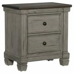 Promo 👏 Lexicon Weaver 2 Dovetail Drawers Wood Nightstand In Antique Gray 🥰