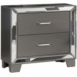 Deals 😍 Best Master Furniture Beronica 26" Transitional Wood Nightstand In Silver ✨