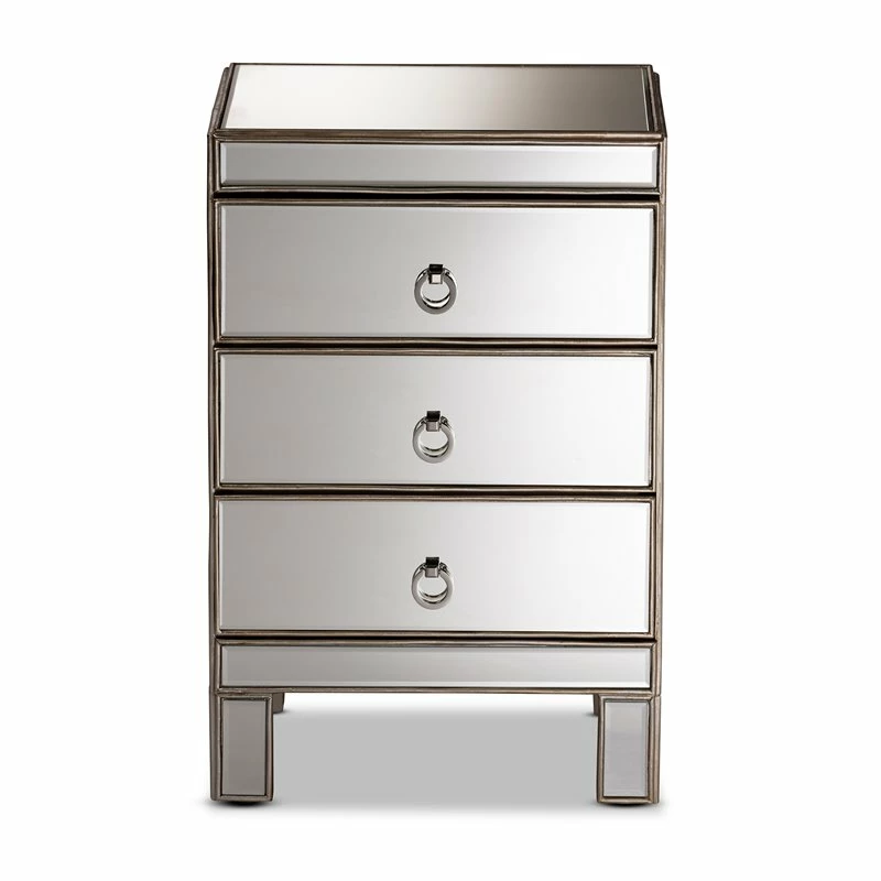 Brand new 🎉 Baxton Studio Ewan Contemporary Glam And Luxe Mirrored 3-Drawer End Table 🎁 - Image 3