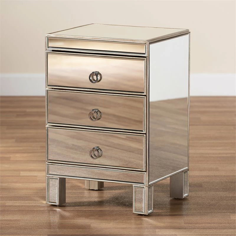 Brand new 🎉 Baxton Studio Ewan Contemporary Glam And Luxe Mirrored 3-Drawer End Table 🎁 - Image 8