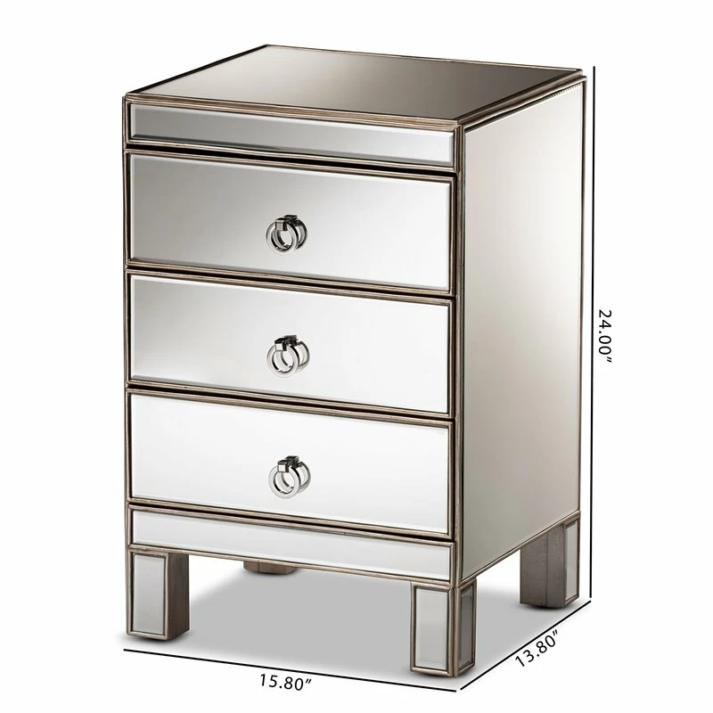 Brand new 🎉 Baxton Studio Ewan Contemporary Glam And Luxe Mirrored 3-Drawer End Table 🎁 - Image 9