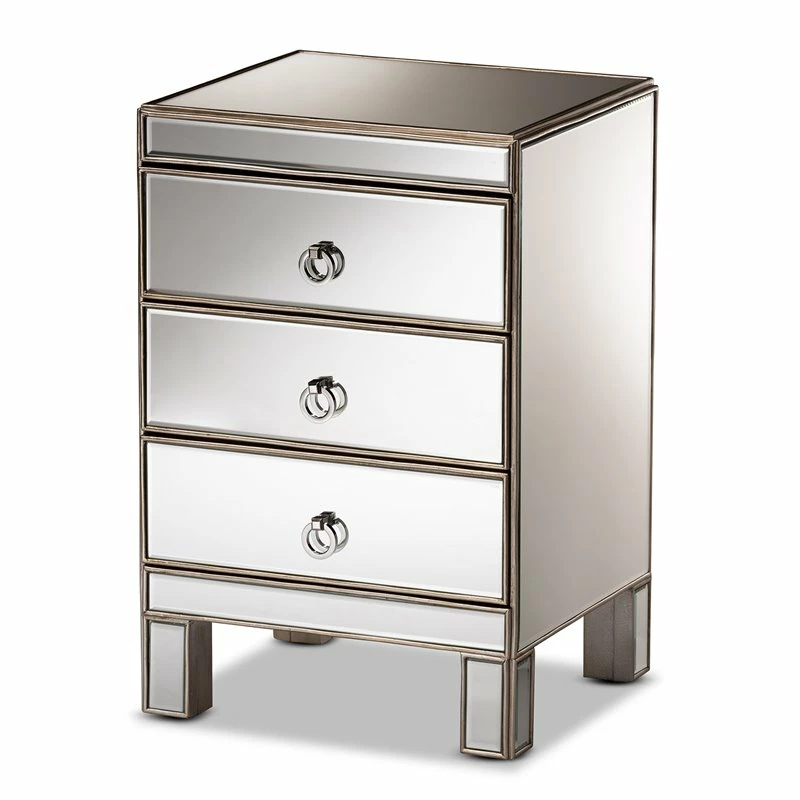 Brand new 🎉 Baxton Studio Ewan Contemporary Glam And Luxe Mirrored 3-Drawer End Table 🎁 - Image 2