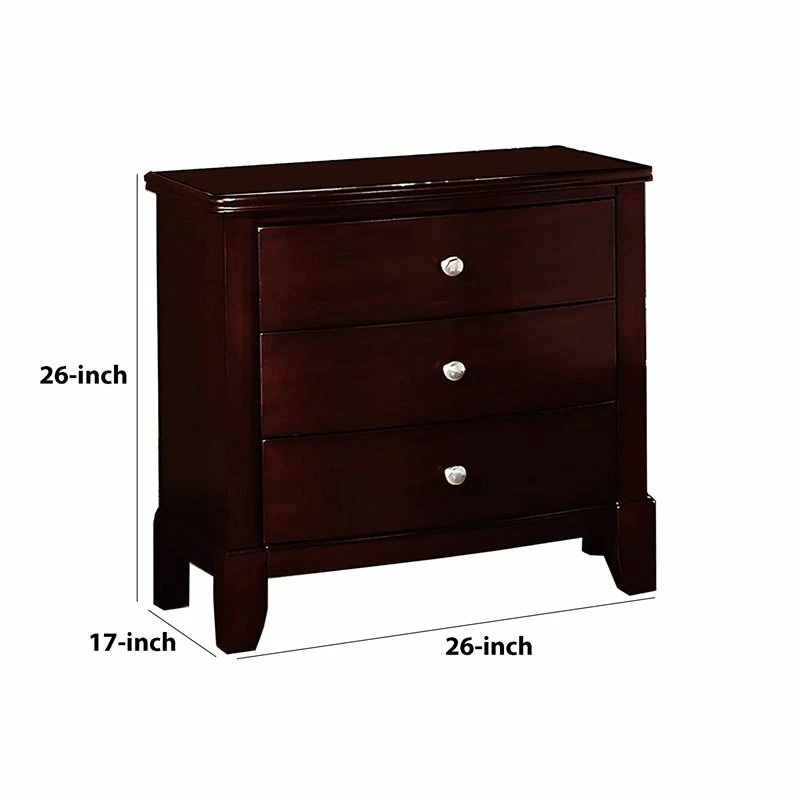 Cheapest ๐งจ Benjara 26" Transitional 3-drawer Wood Nightstand With Chamfered Legs In Brown ๐ - Image 5