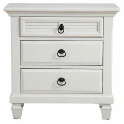 Brand new 🌟 Benjara 28" Transitional 3-drawer Pine Wood Nightstand In White 😉