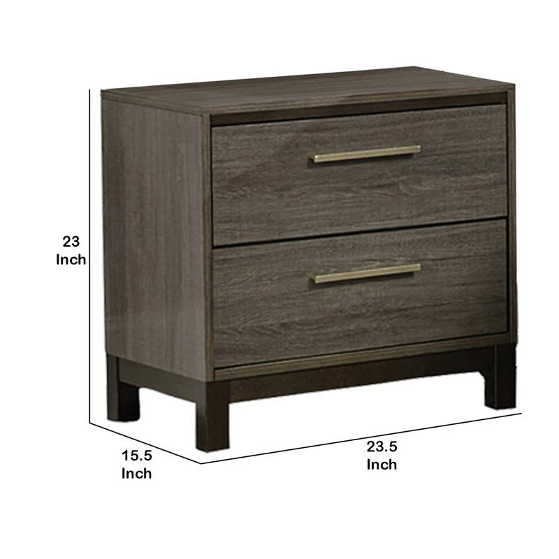 Outlet 😍 Benjara 15.5" 2-drawer Transitional Solid Wood Nightstand In Gray And Brown 🤩 - Image 5