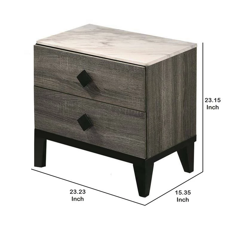 Coupon ✨ Benjara 15.35" 2-drawer Transitional Solid Wood Nightstand In Gray 😍 - Image 5