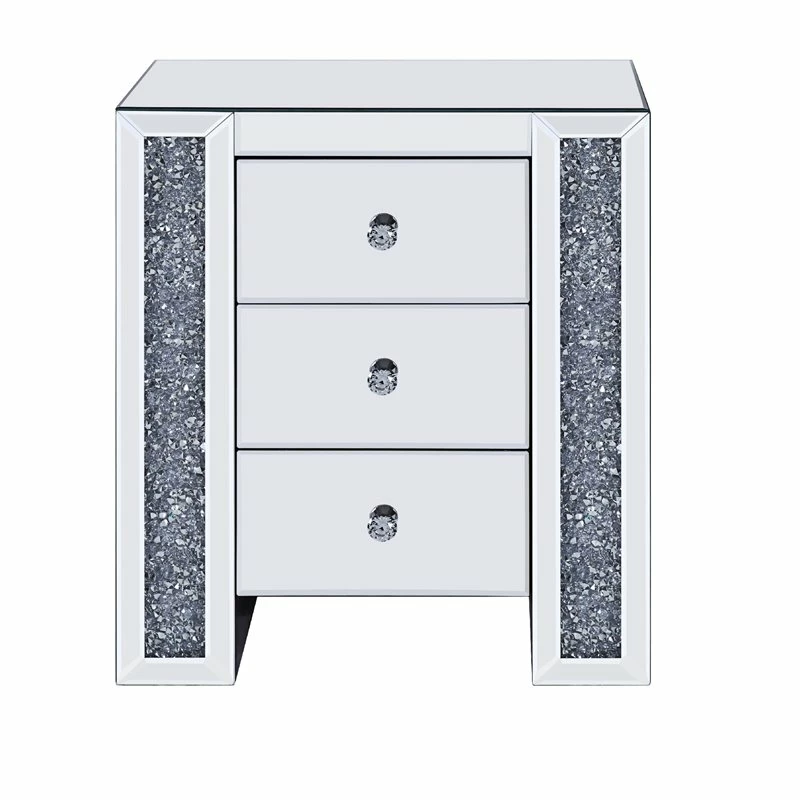 New ๐งจ Benjara 13.78" Transitional Glass Nightstand With 3 Drawers In Clear ๐ฏ - Image 2