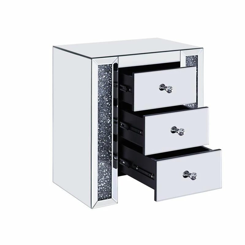 New ๐งจ Benjara 13.78" Transitional Glass Nightstand With 3 Drawers In Clear ๐ฏ - Image 3