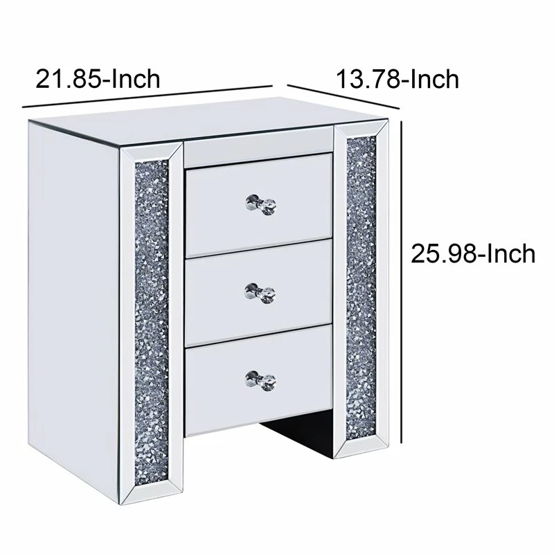 New ๐งจ Benjara 13.78" Transitional Glass Nightstand With 3 Drawers In Clear ๐ฏ - Image 5