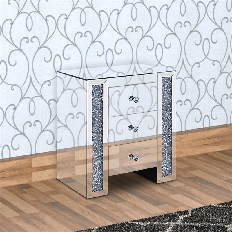 New ๐งจ Benjara 13.78" Transitional Glass Nightstand With 3 Drawers In Clear ๐ฏ - Image 6