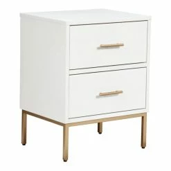 Wholesale 🛒 Benjara 20" 2-drawer Transitional Solid Wood Nightstand With Metal Base In White 🥰
