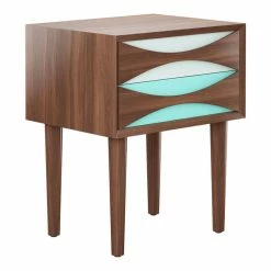 Best Pirce ✨ Aron Living 19.7" Mid-Century Wood Vodder Nightstand In Walnut 🎁