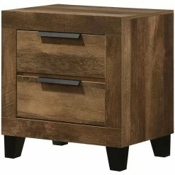 Outlet 🔥 ACME Furniture ACME Morales Wooden Rectangular Nightstand With 2 Drawers In Rustic Oak 🤩