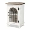 Buy ✔️ Bowery Hill Distressed White And Brown Finished Wood 1-Door Nightstand ⌛