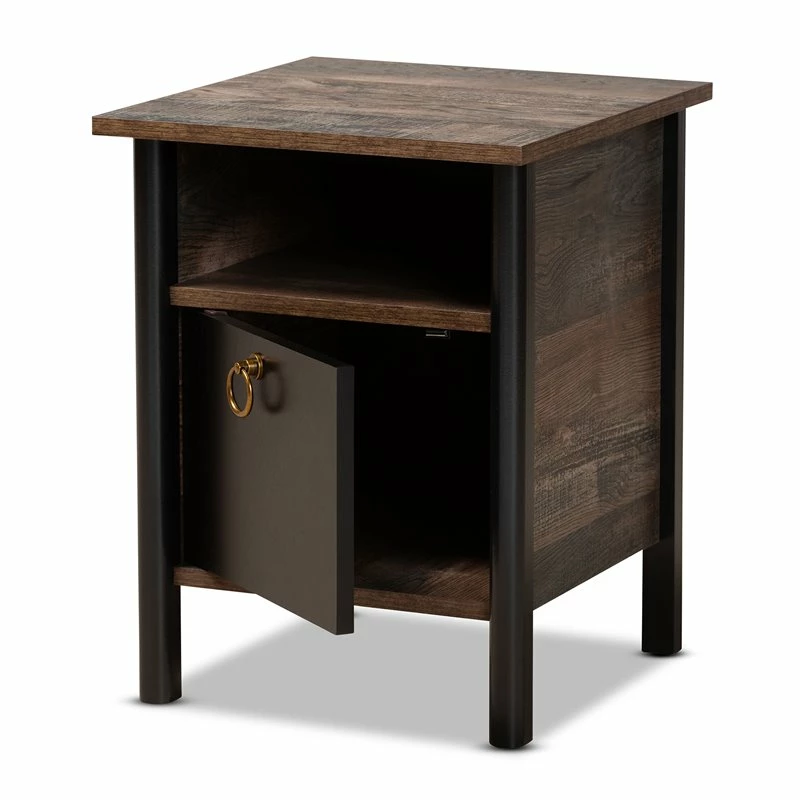 Brand new 🥰 Bowery Hill Two-Tone Rustic Brown And Black Finished Wood Nightstand 🌟 - Image 2