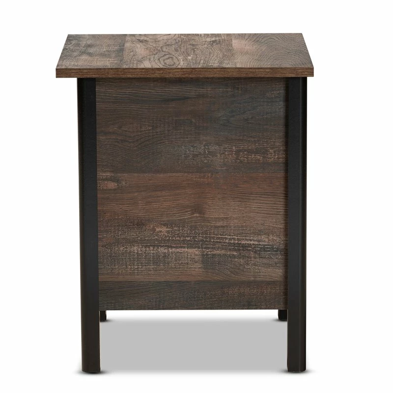 Brand new 🥰 Bowery Hill Two-Tone Rustic Brown And Black Finished Wood Nightstand 🌟 - Image 4