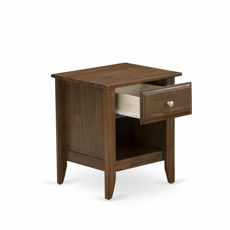 Hot Sale 🛒 East West Furniture Gallatin 18" Wood Nightstand With 1 Drawer In Antique Walnut 🥰 - Image 4