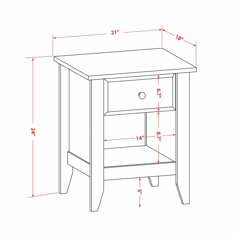 Hot Sale 🛒 East West Furniture Gallatin 18" Wood Nightstand With 1 Drawer In Antique Walnut 🥰 - Image 5