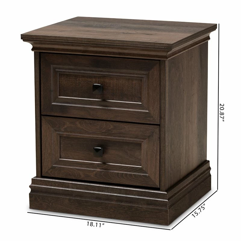 Top 10 ๐คฉ Bowery Hill Transitional Walnut Brown Finished 2-Drawer Wood Nightstand ๐ - Image 9