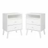 New 🌟 Home Square Mid Century Modern 2 Drawer Tall Nightstand Set In White (Set Of 2) 🔥