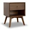 Budget 😀 Ashcroft Francesca Mid Century Modern Walnut Nightstand Bed Side Tables With 1 Drawer 😉