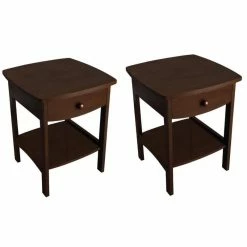 Best Sale ๐ Home Square 2 Piece Wood End Table/Nightstand Set In Antique Walnut ๐ฏ